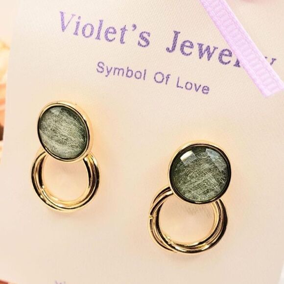 2/$20 Brand New Beautiful Cat Eyes Stone Earrings - Picture 1 of 4